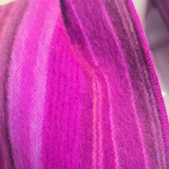 Vibrant Lambswool Striped Pink and Purple Scarf 78" - Picture 2 of 3